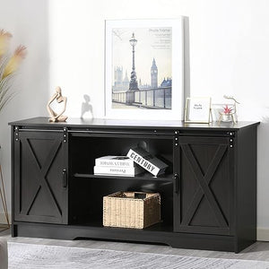 Farmhouse Barn Door TV Stand with Storage
