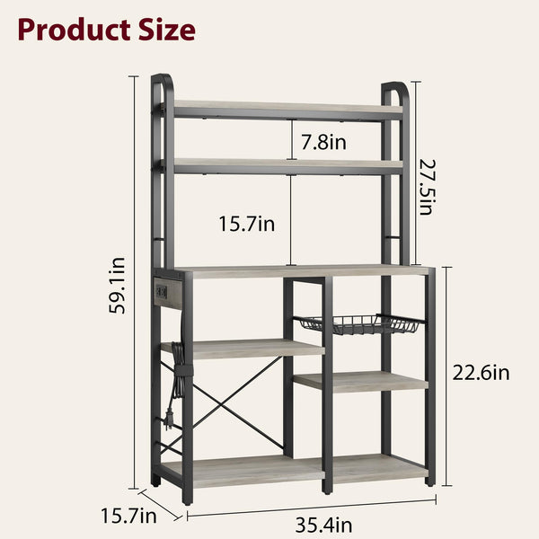 5-Tier Baker's Rack with Power Outlets & Wire Basket