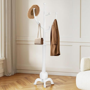 Wooden Coat Rack Freestanding with 8 Hooks