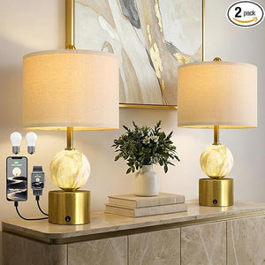 Glass Globe Table Lamps Set of 2