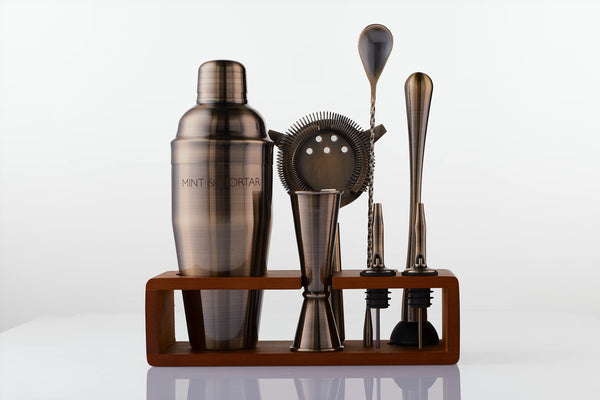 7-Piece Cocktail Shaker Set with Bamboo Stand