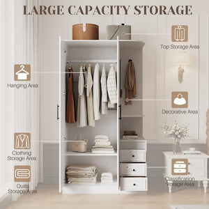 White Armoire Wardrobe Closet with Drawers & Doors
