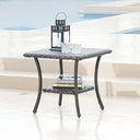 2-Tier Outdoor Rattan Coffee Table with Storage