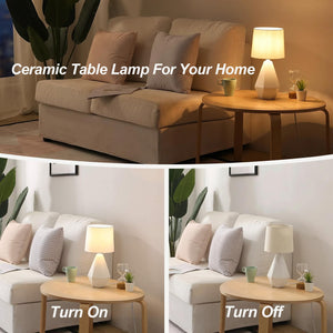 Modern Small Ceramic Table Lamp with White Fabric Shade