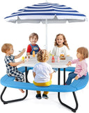 Kids Picnic Table with Umbrella – 8-Seat Outdoor HDPE Set