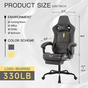 Gaming Chair with Footrest Ergonomic Computer Chair Massage Lumbar Cushion, Racing Video Game Chair Adjustable Rocker Recliner Executive Office Desk Chair Pu Leather for Adults