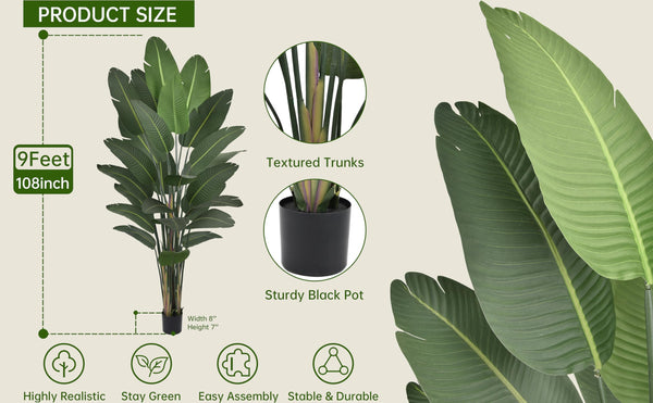 Artificial Bird of Paradise Tree with Banana Leaves – 6ft 7ft 8ft 9ft