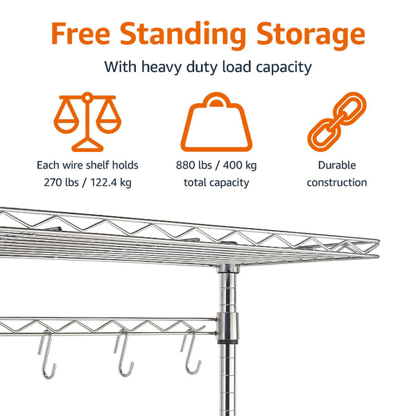 Kitchen Baker's Rack with Wood Countertop & Wire Shelves