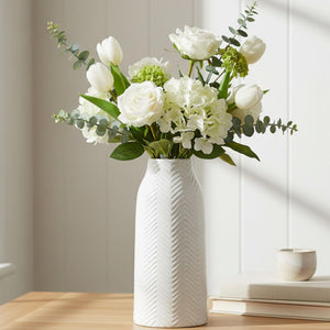 White Ceramic Flower Vase – Small, Medium & Large
