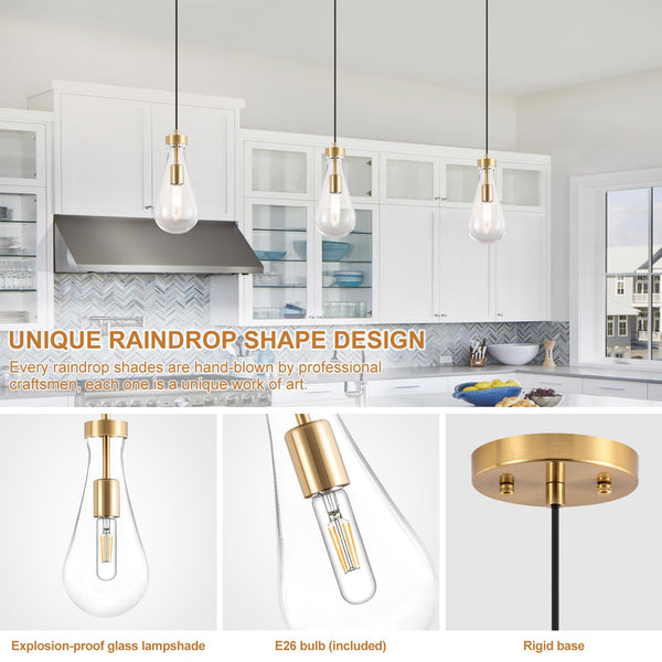 Raindrop Glass Pendant Light – Gold