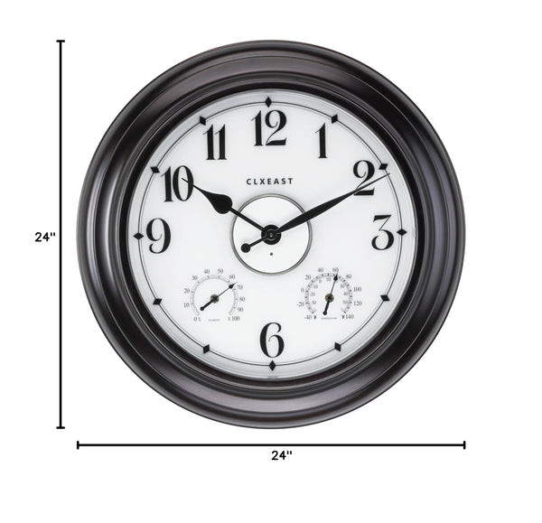 24 Inch Illuminated Outdoor Wall Clock with Temperature & Humidity Display