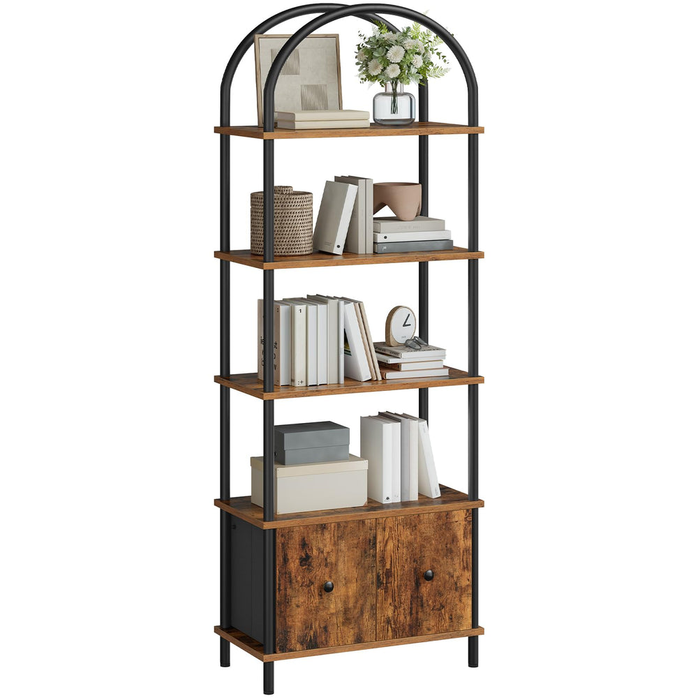 5-Tier Arched Bookshelf with 2 Drawers