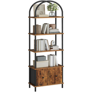 5-Tier Arched Bookshelf with 2 Drawers
