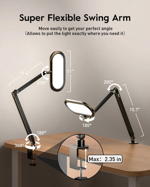LED Desk Lamp – Eye-Care Clip-On Light with Adjustable Arm & Dimmer