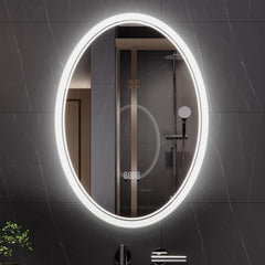 Oval LED Bathroom Mirror with Front & Backlit Lighting