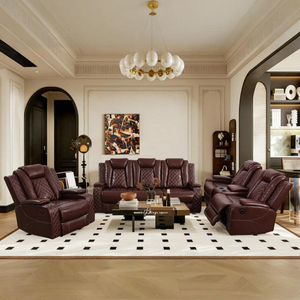 Power Reclining Sectional Sofa Set with USB Charging