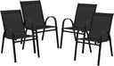 4-Pack Stackable Outdoor Patio Dining Chairs – Steel Frame & Textilene Fabric