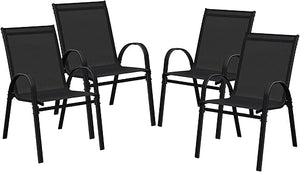 4-Pack Stackable Outdoor Patio Dining Chairs – Steel Frame & Textilene Fabric