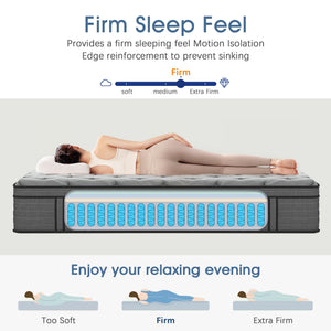 12 Inch Hybrid Mattress with Gel Memory Foam – Firm Support, Fiberglass Free
