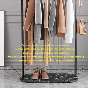 N-Shaped Coat Rack with Marble Base & 2 Hooks