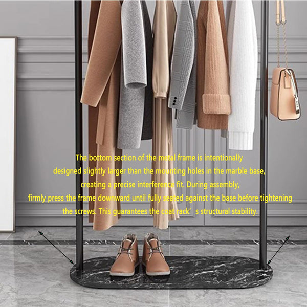 N-Shaped Coat Rack with Marble Base & 2 Hooks