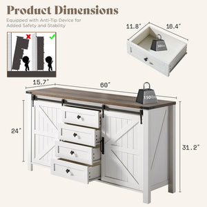 AMERLIFE 3PCS Farmhouse Bedroom Cabinet Set, Dresser Sets Include 47'' 4-Drawers, 60'' 4-Drawer and 5-Drawer Dresser, Distressed White