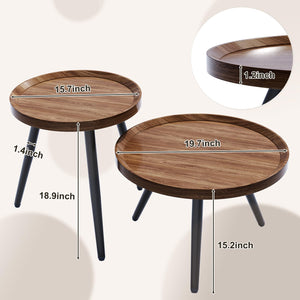 Nesting Coffee Table Set of 2, Mid Century Modern, Walnut