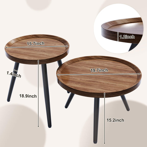 Nesting Coffee Table Set of 2, Mid Century Modern, Walnut