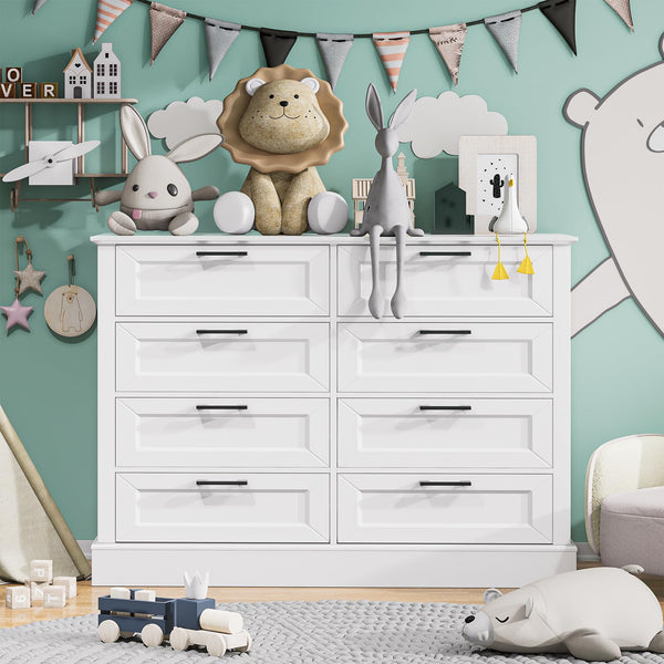 White Wood Dresser with Drawers – Chest of Drawers for Bedroom