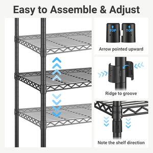 Expandable Freestanding Closet Rack with Shelves and Hanging Rods