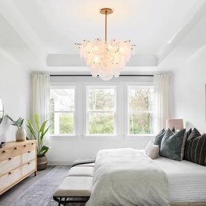 28-Inch Modern Glass Chandelier – 3-Tier Pendant Light Fixture