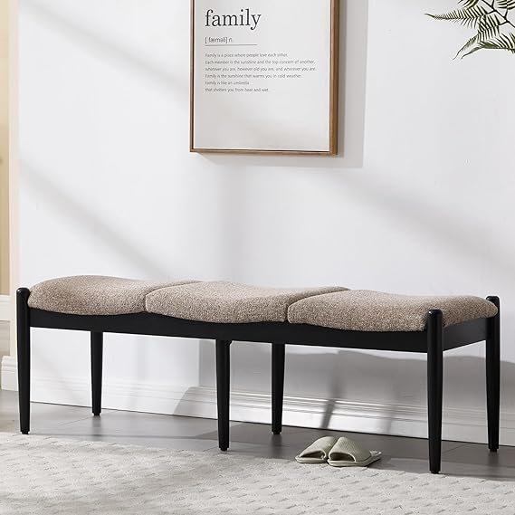 Upholstered Dining Bench with Wood Legs