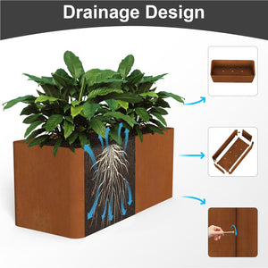 Corten Steel Rectangular Planter Box 36"L x 15"W x 15"H