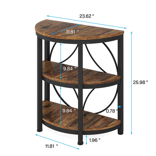Half Round End Table with 3-Tier Shelves – Set of 2