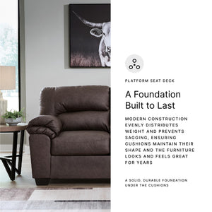 Contemporary Faux Leather Loveseat – Dark Brown