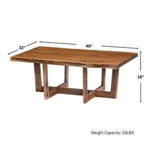 Live Edge Solid Acacia Wood Coffee Table with Natural Finish