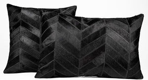 Cowhide Leather Patchwork Throw Pillow