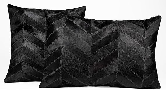 Cowhide Leather Patchwork Throw Pillow