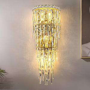 Crystal Wall Sconce Light Fixture – 3-Tier E12 Dimmable Indoor Wall Lamp
