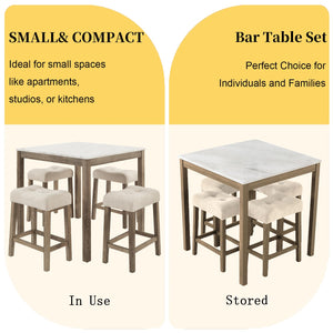 34'' Square Bar Table Set with 4 Chairs