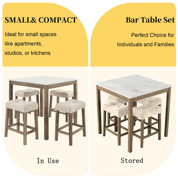 34'' Square Bar Table Set with 4 Chairs