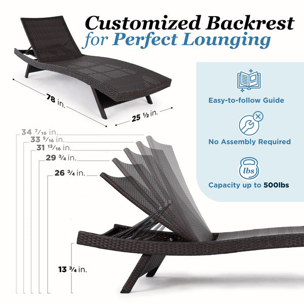 Wicker Chaise Lounge Chairs Set of 2