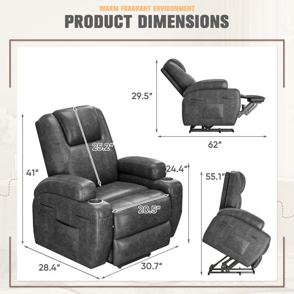 Power Lift Recliner Chair with Massage & Storage