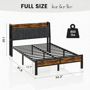LED Platform Bed Frame with Charging Station & RGB Lighting
