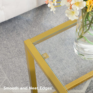 Glass Coffee Table with Gold Metal Frame