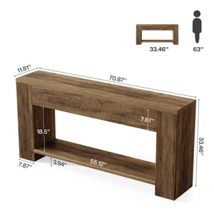 70.9" Farmhouse Fluted Console Table with 2-Tier Storage