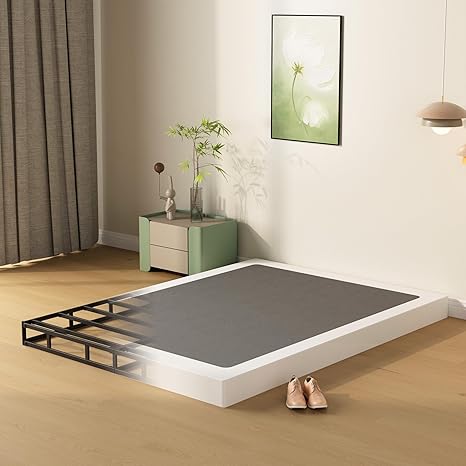 4-Inch Low Profile Box Spring with Fabric Cover & Metal Frame