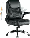 Ergonomic Leather Office Chair with Flip-Up Arms