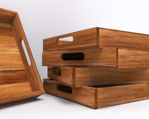 Teak Wood Serving Tray with Handles