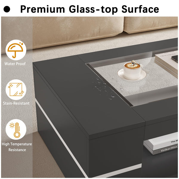 47" 2-Tier Glass Top Coffee Table